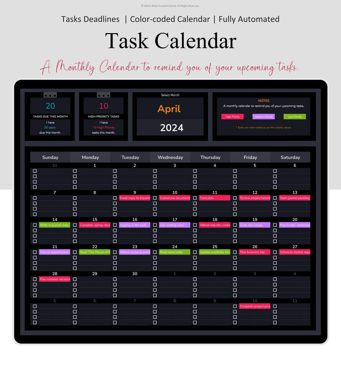 Ultimate Task Manager Google Sheets Planners Productivity Pad