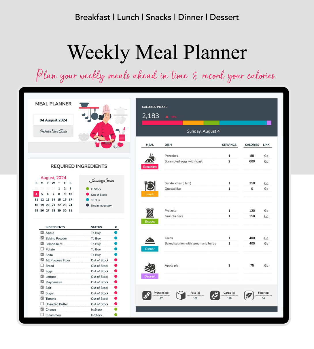 Weight Loss & Fitness Tracker Google Sheets Planners Productivity Pad