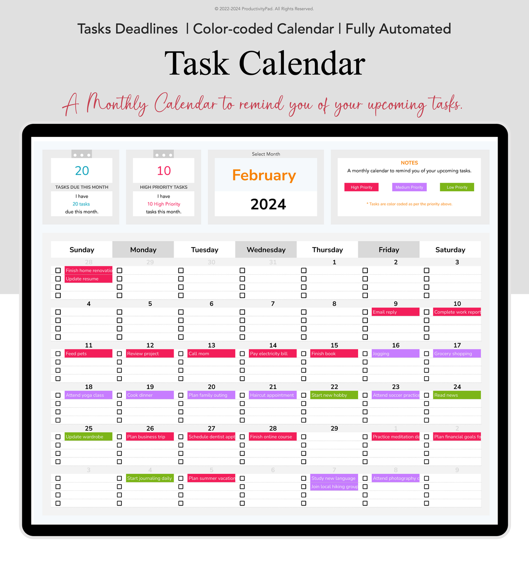 Ultimate Task Manager Google Sheets Planners Productivity Pad