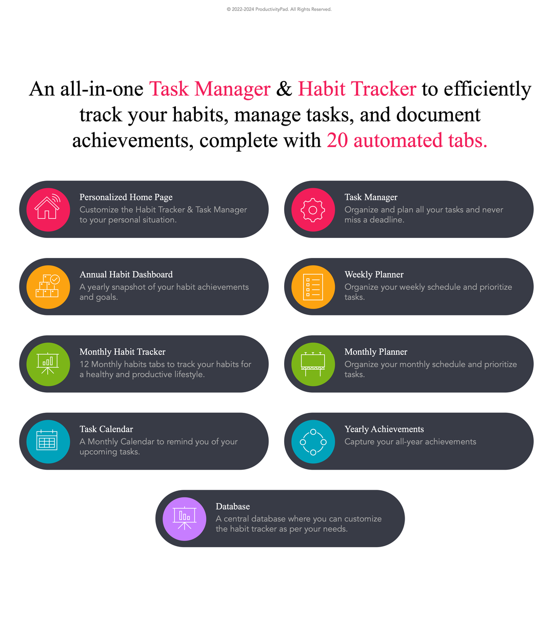 Ultimate Task Manager Google Sheets Planners Productivity Pad