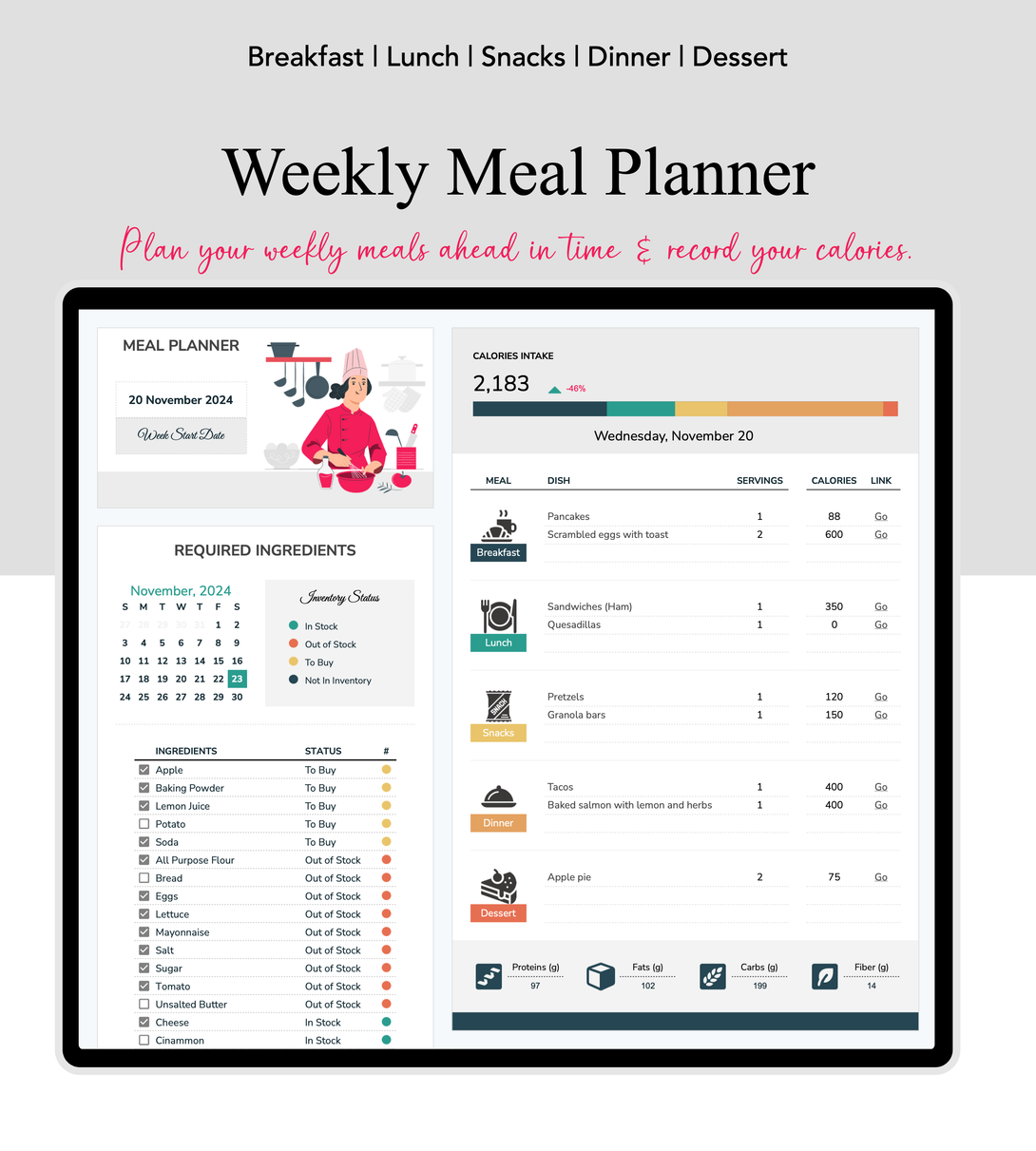 Weight Loss & Fitness Tracker Google Sheets Planners Productivity Pad